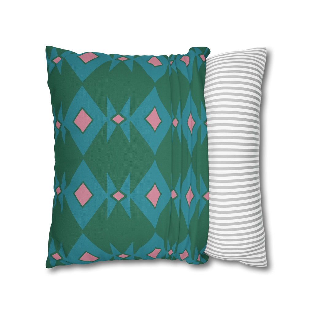 Green & Pink Geometric Pillowcase, Decorative throw pillow cover, Cozy home decor, Vibrant accent pillow, Modern home gift