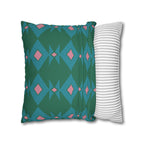 Green & Pink Geometric Pillowcase, Decorative throw pillow cover, Cozy home decor, Vibrant accent pillow, Modern home gift