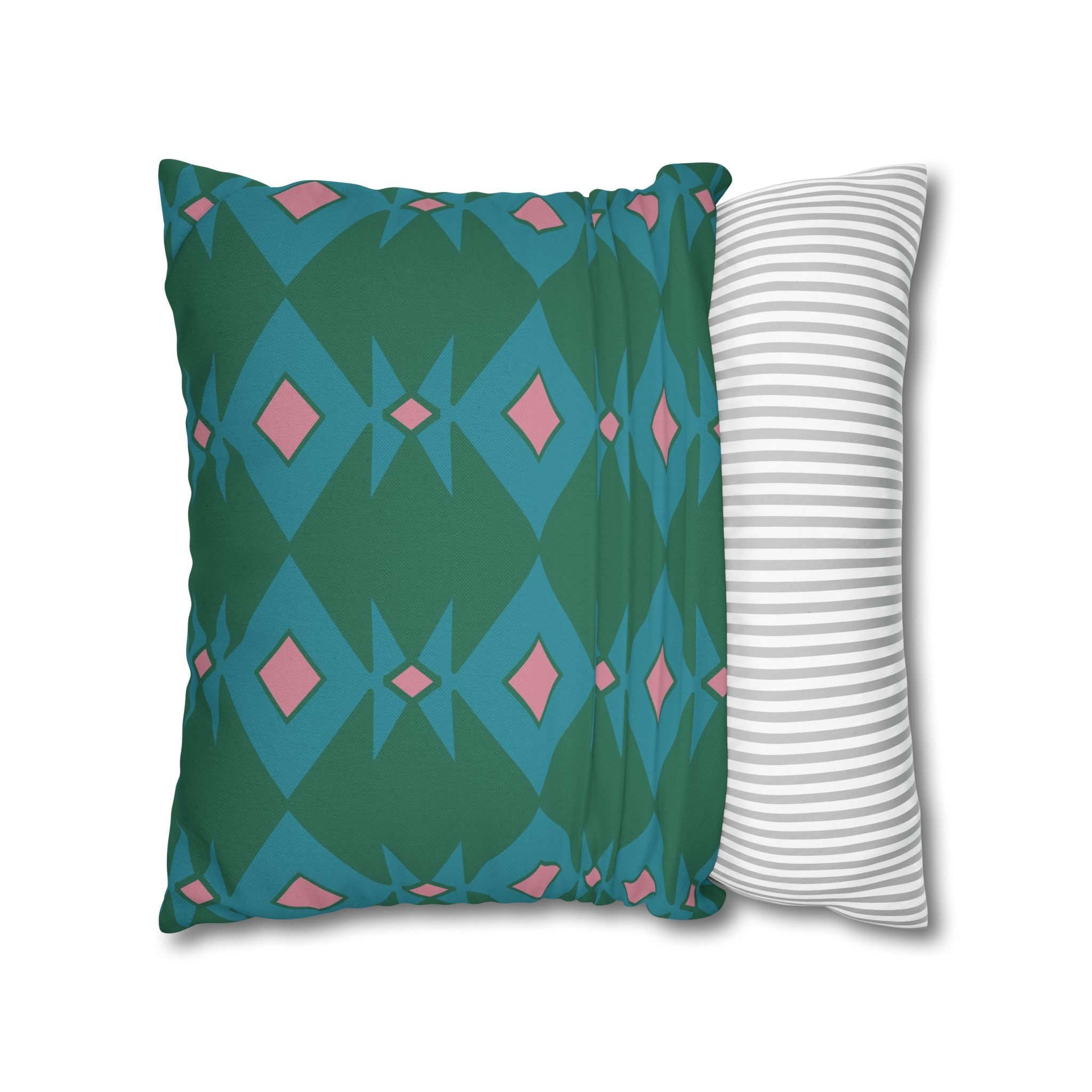 Green & Pink Geometric Pillowcase, Decorative throw pillow cover, Cozy home decor, Vibrant accent pillow, Modern home gift