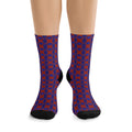 Red & Indigo Stylish Socks, Fun Sustainable Socks, Casual Everyday Socks, Unique Gift Idea, Colorful Recycled Sock Collection