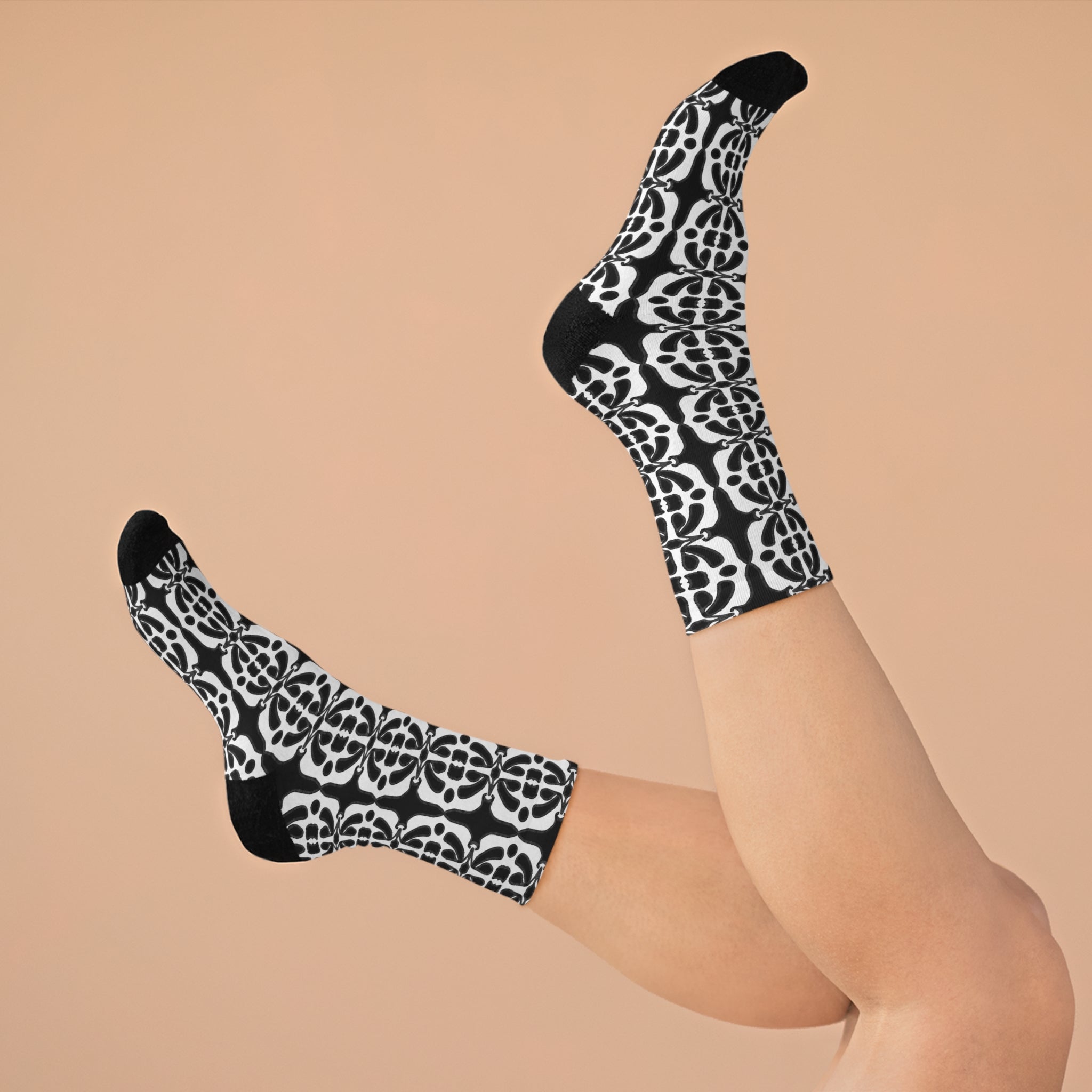Black & White Patterned Socks for Men & Women, Sustainable Gifts, Fun Footwear, Earth Day Socks, Fashionable Daily Wear