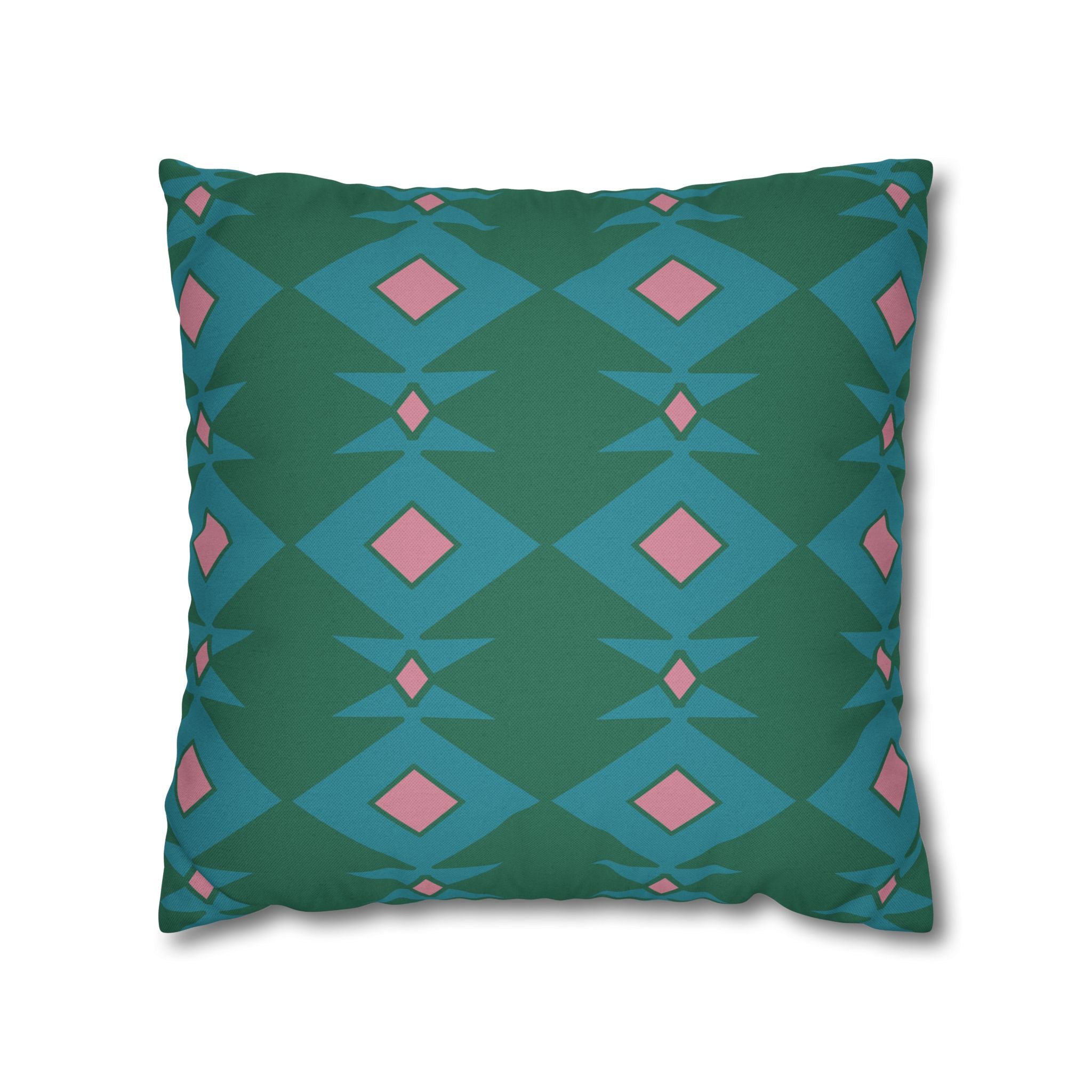 Green & Pink Geometric Pillowcase, Decorative throw pillow cover, Cozy home decor, Vibrant accent pillow, Modern home gift