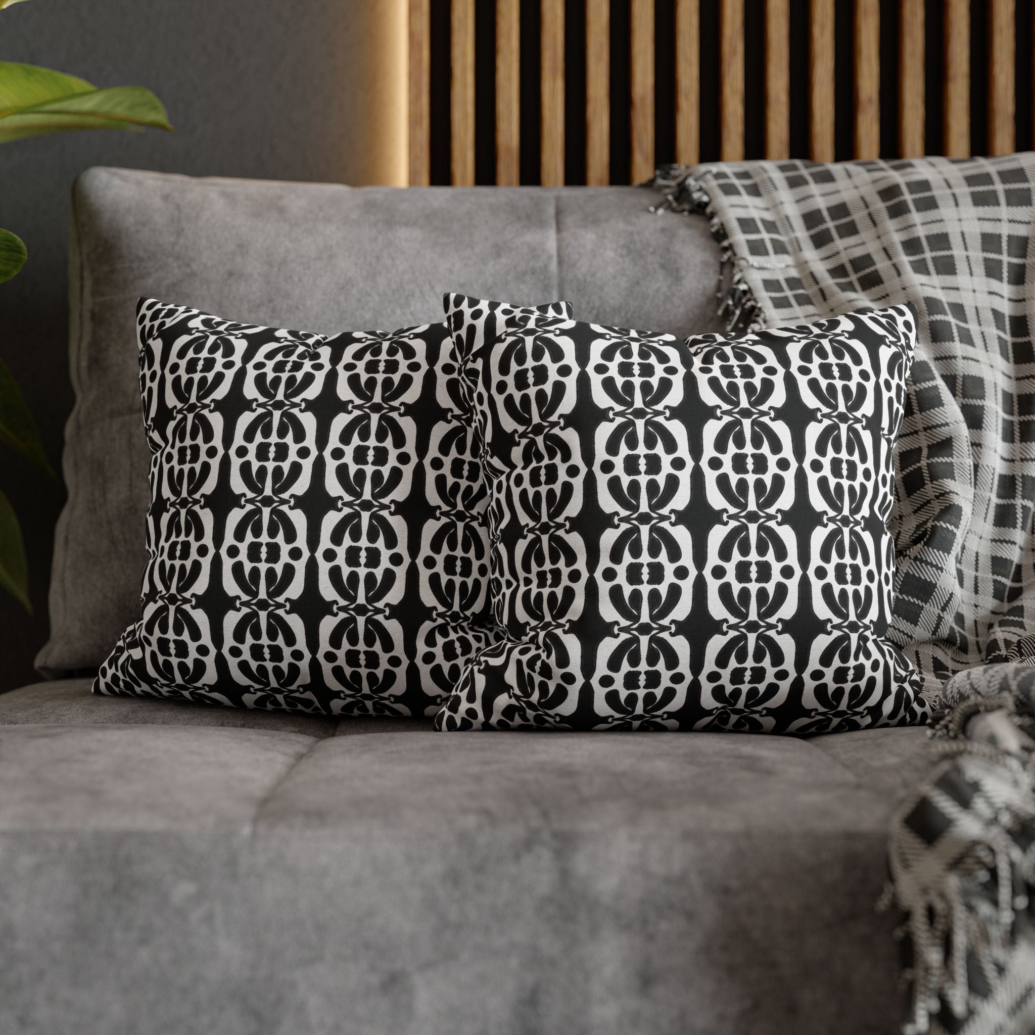 Black & White Geometric Pillowcase, Decorative throw pillow cover, Cozy home decor, Vibrant accent pillow, Modern home gift