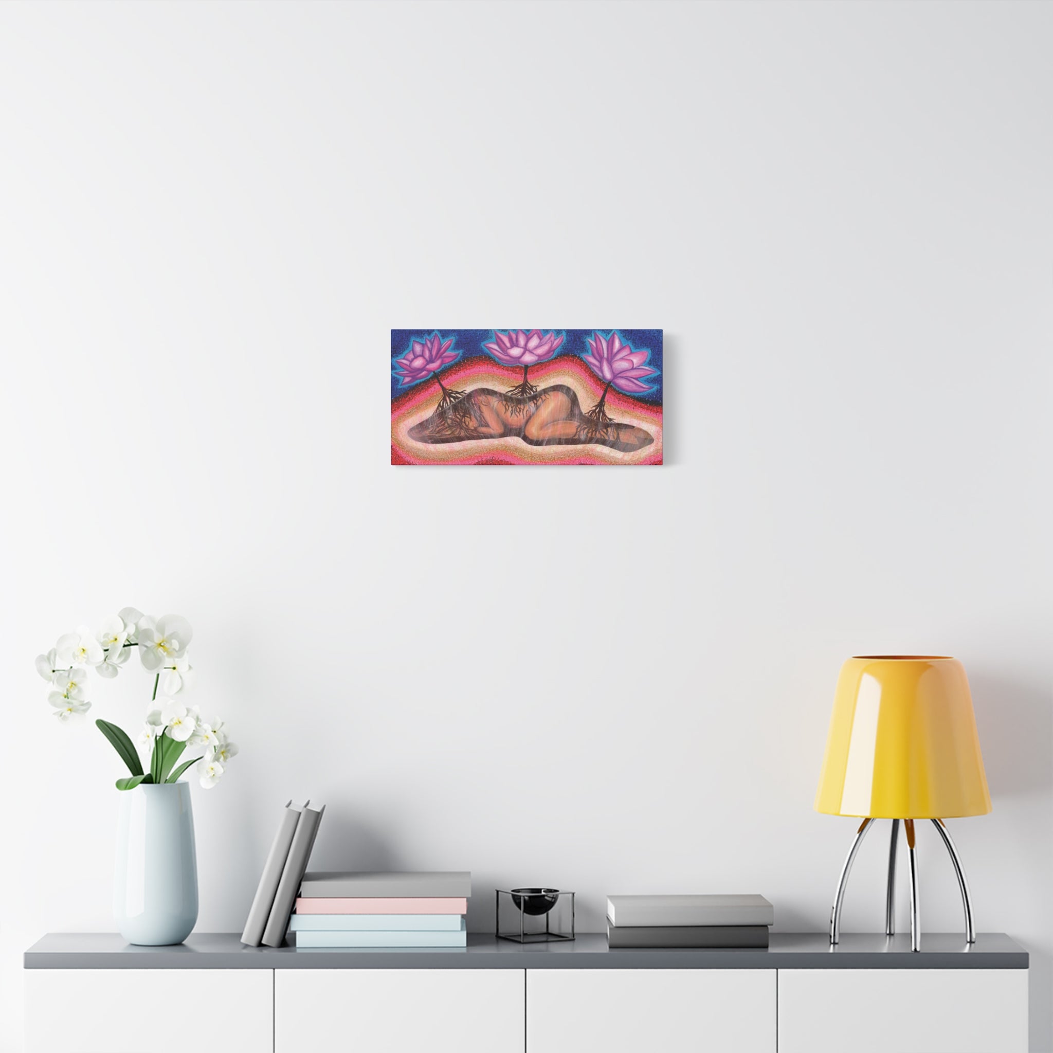 Stretched Canvas - 'Blooming Grounded' Lotus Woman Art Print