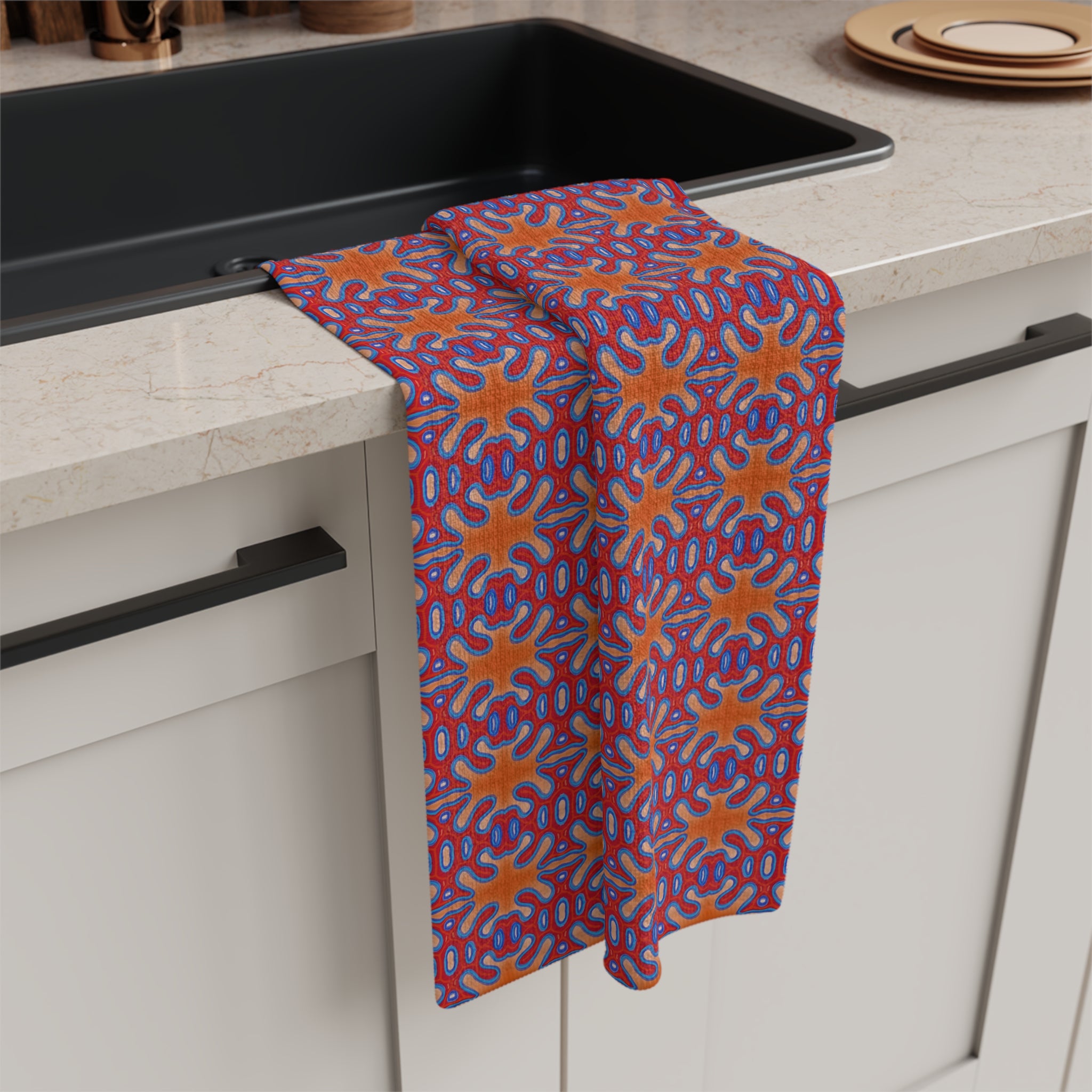 Orange Vibrant Microfiber Tea Towel, Modern Kitchen Decor, Dining Gift, Colorful Home Accessory, Easy Care Kitchen Towel