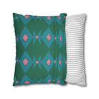 Green & Pink Geometric Pillowcase, Decorative throw pillow cover, Cozy home decor, Vibrant accent pillow, Modern home gift